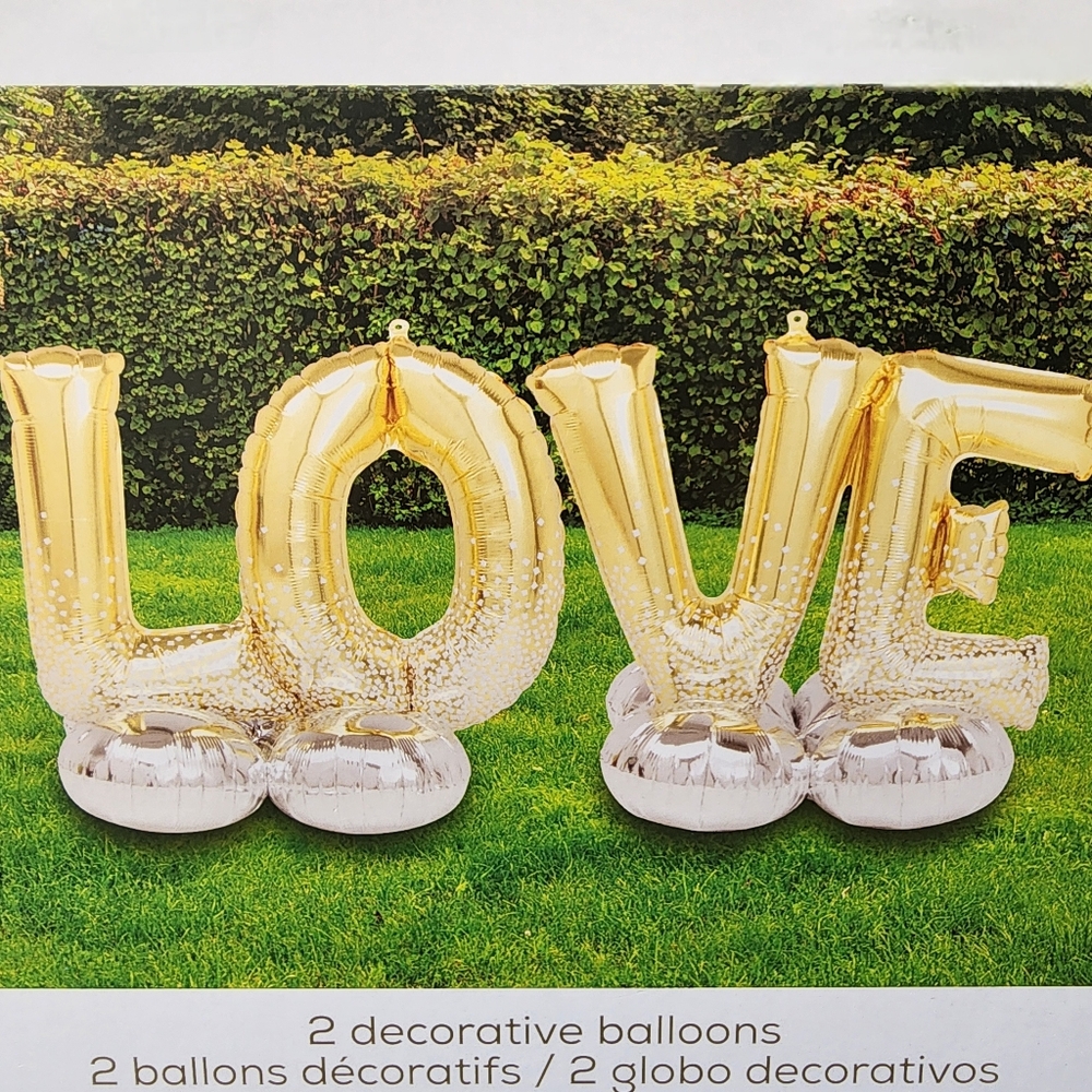 NWT AirLoonz Large LOVE Gold Decorative Balloons